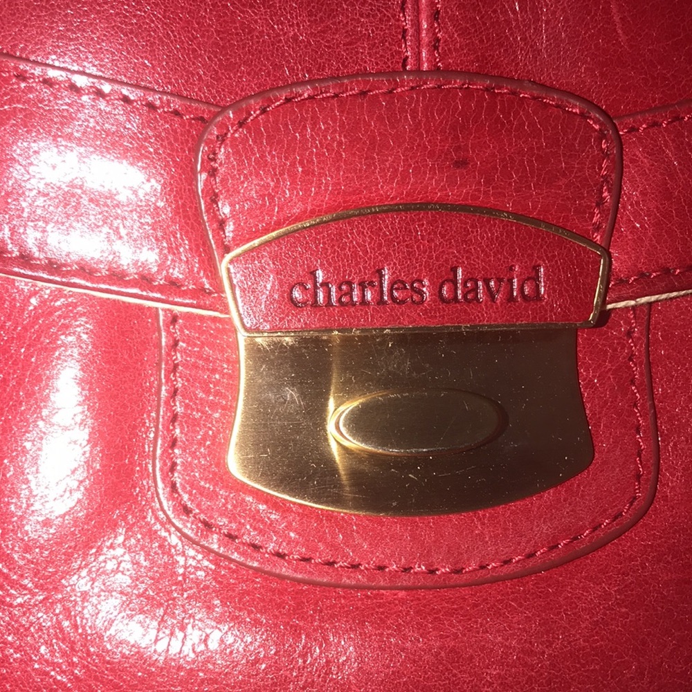 Gently Used, Vintage Charles David Ruby Red Bag - image 2